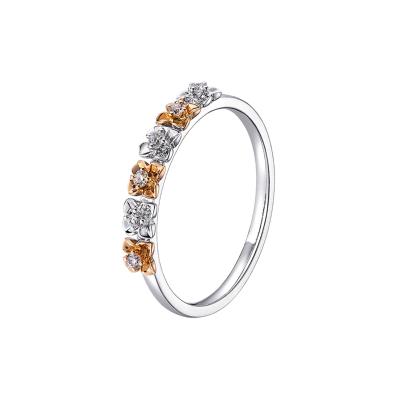 六福珠寶18K金戒指 - "綻放"18K金鑽石戒指-多色選擇