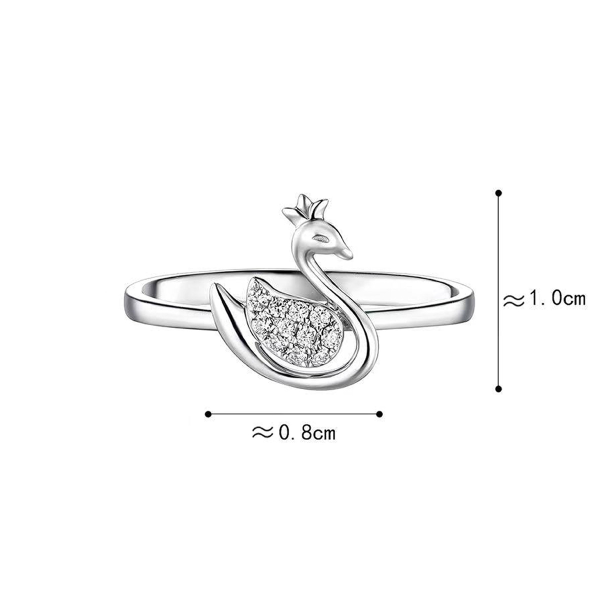六福珠寶18K金戒指 - "天鵝小公主"18K金(白色)鑽石戒指