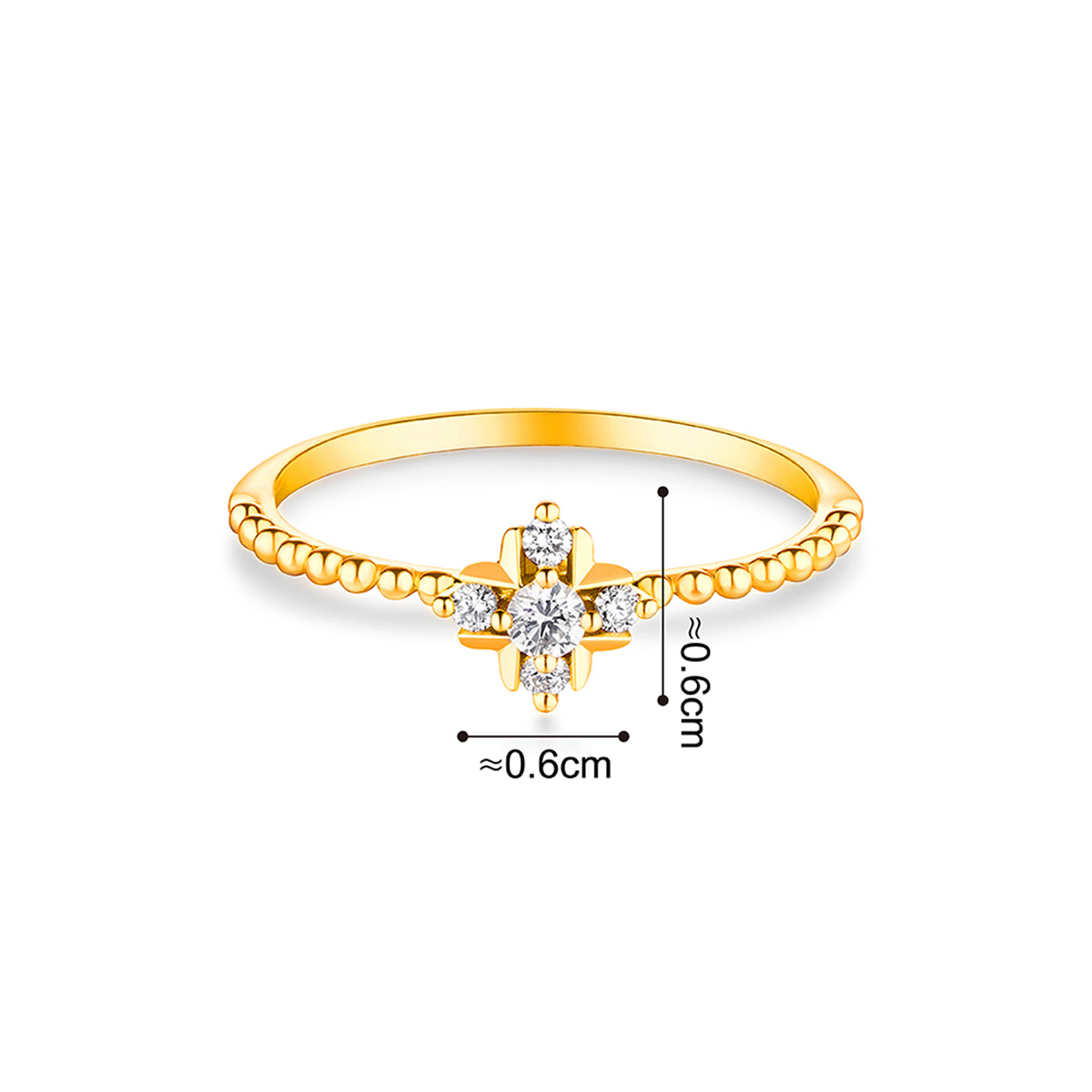 六福珠寶18K金戒指 - "幸運四葉草"18K金鑽石戒指-多色選擇