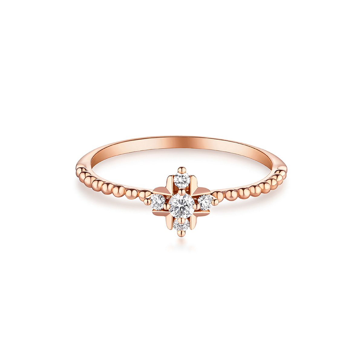 六福珠寶18K金戒指 - "幸運四葉草"18K金鑽石戒指-多色選擇