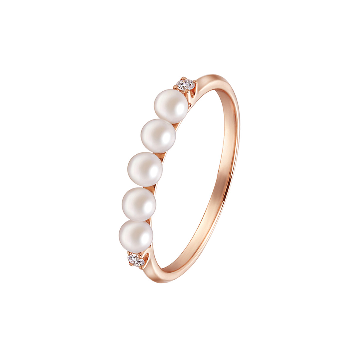 六福珠寶18K金戒指 - "鏈愛循環"18K玫瑰金鑽石戒指