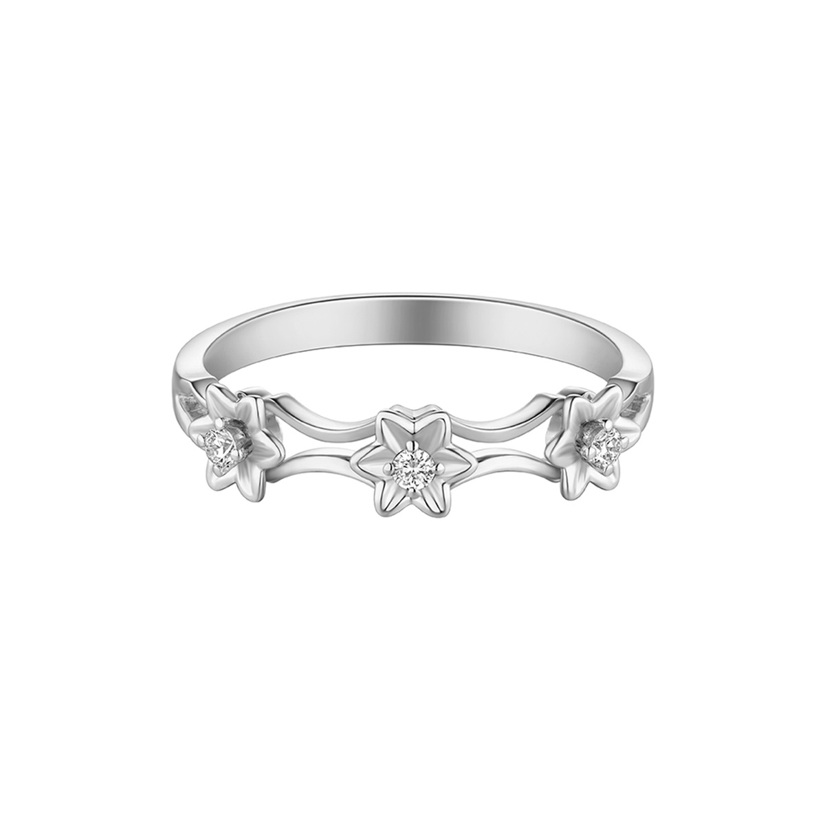 六福珠寶18K金戒指 - "星花"18K金鑽石戒指–多色選擇