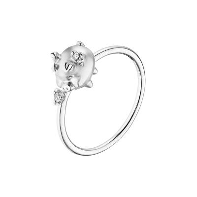 六福珠寶18K金戒指 - "愛心小豬"18K金鑽石戒指-多色選擇