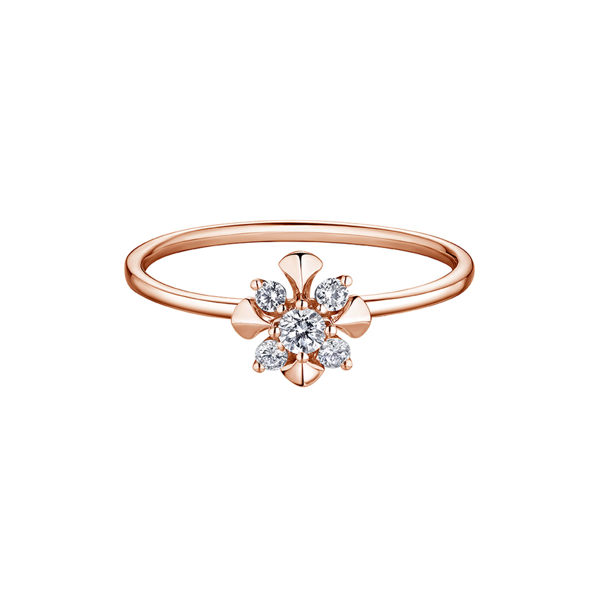 六福珠寶18K金戒指 - "綻放如花"18K金鑽石戒指–多色選擇