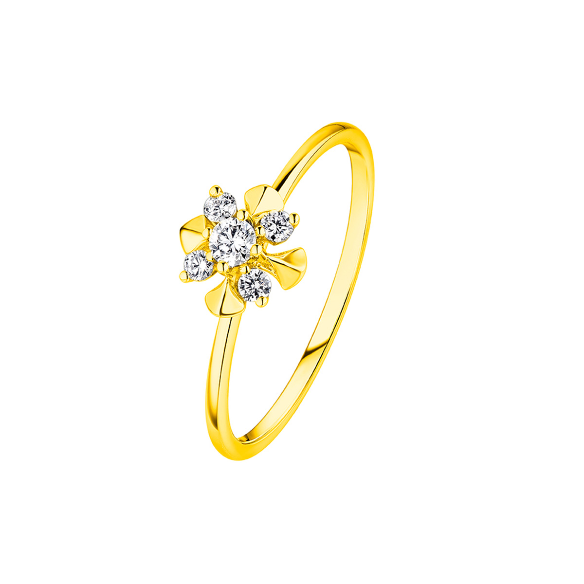 六福珠寶18K金戒指 - "綻放如花"18K金鑽石戒指–多色選擇