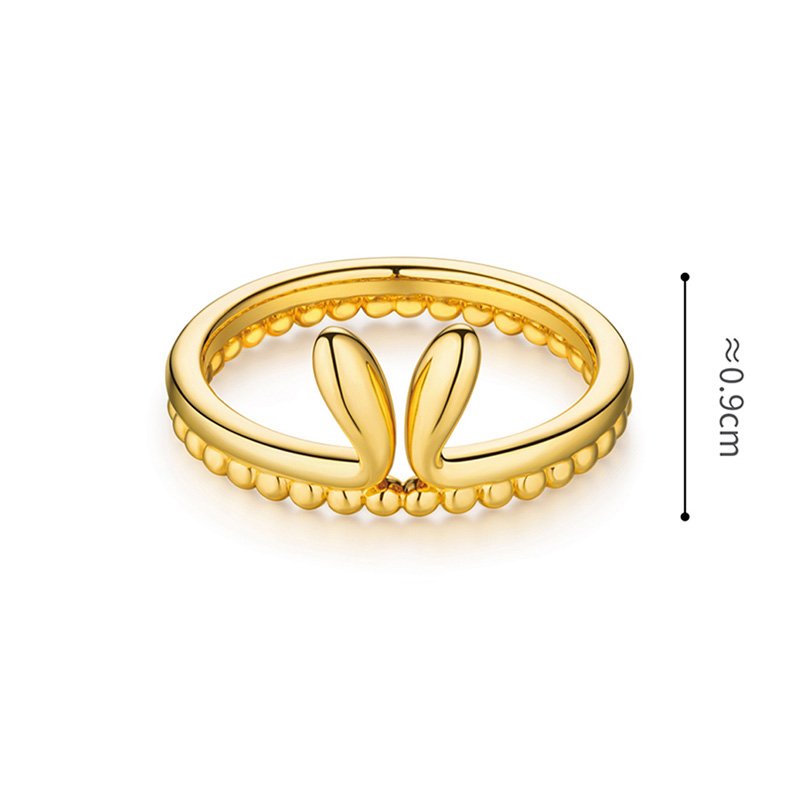 六福珠寶黃金戒指 - "兔耳繞福"999足金戒指