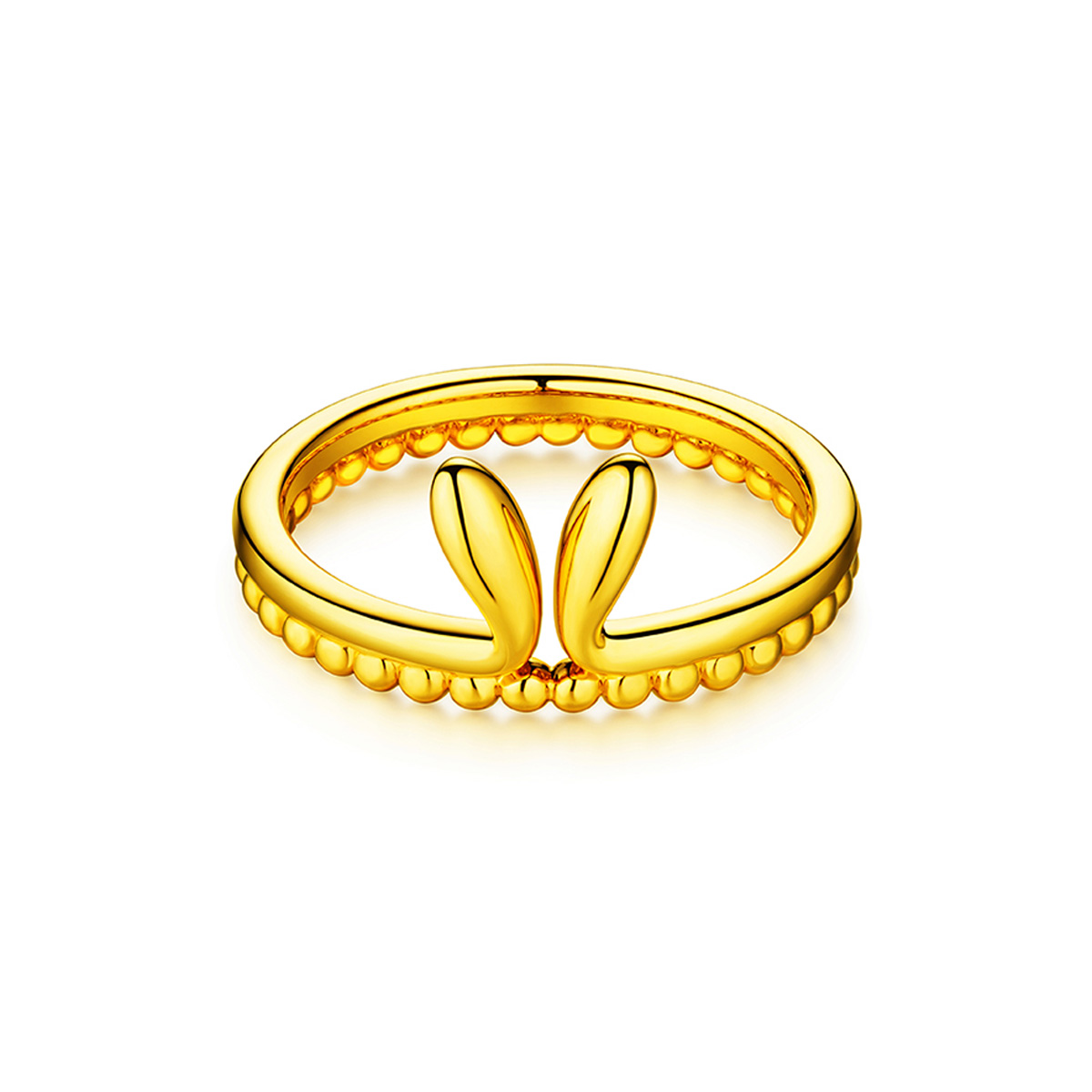 六福珠寶黃金戒指 - "兔耳繞福"999足金戒指