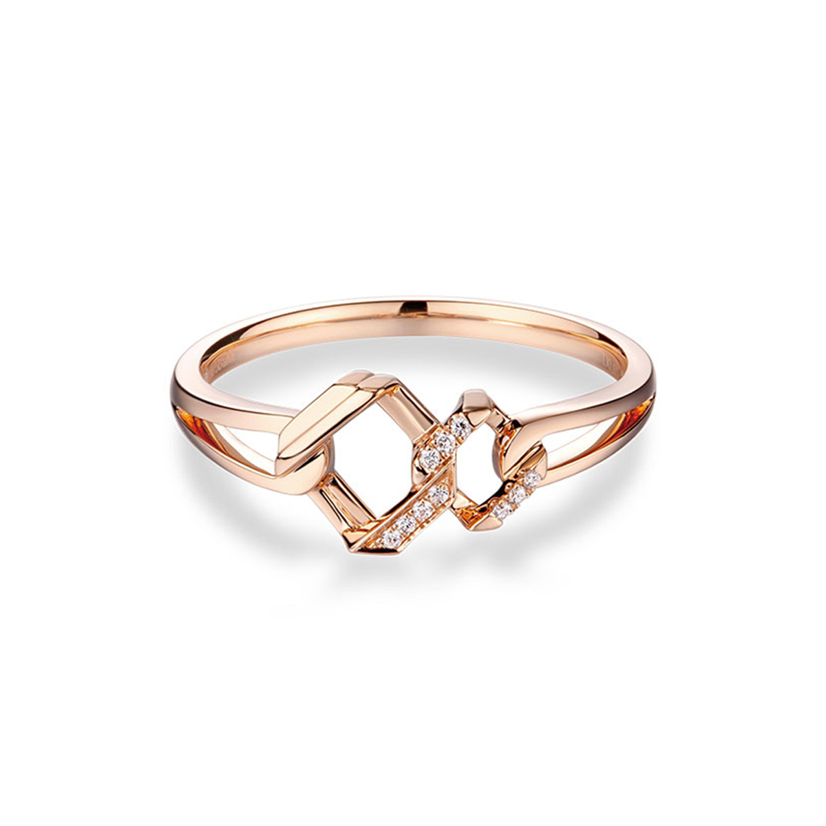 $t('六福珠寶')18K金戒指 - "同心結"18K玫瑰金鑽石戒指(女戒)