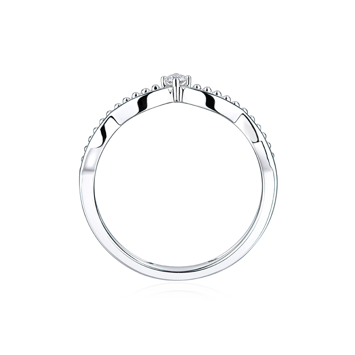 六福珠寶18K金戒指 - "指耀芳華"18K金(白色)金鑽石戒指