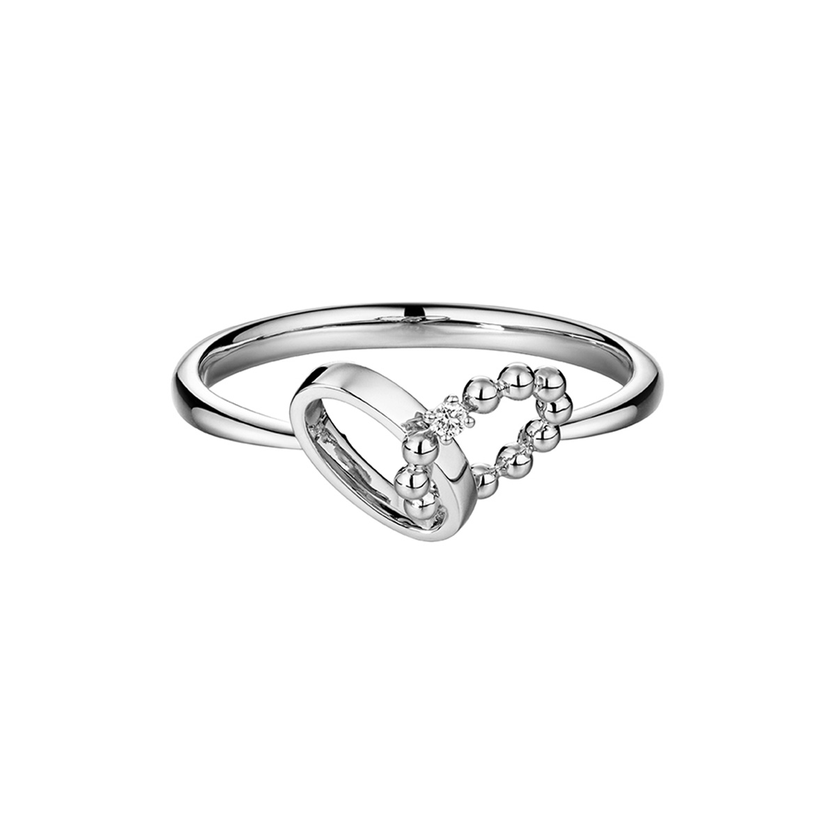 六福珠寶18K金戒指 - "寵心愛你-依偎"18K金鑽石戒指-多色選擇