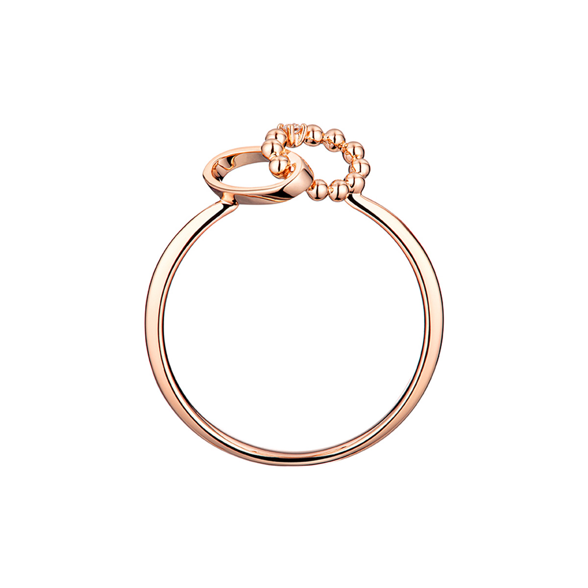 六福珠寶18K金戒指 - "寵心愛你-依偎"18K金鑽石戒指-多色選擇