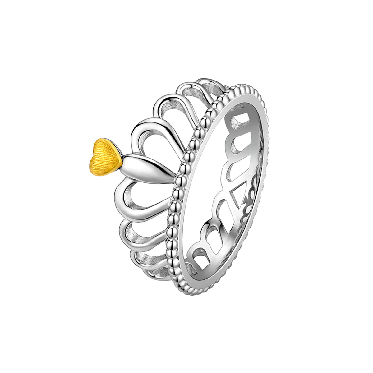 六福珠寶鉑金戒指 - "甜心‧皇冠"950鉑金999.9黃金戒指