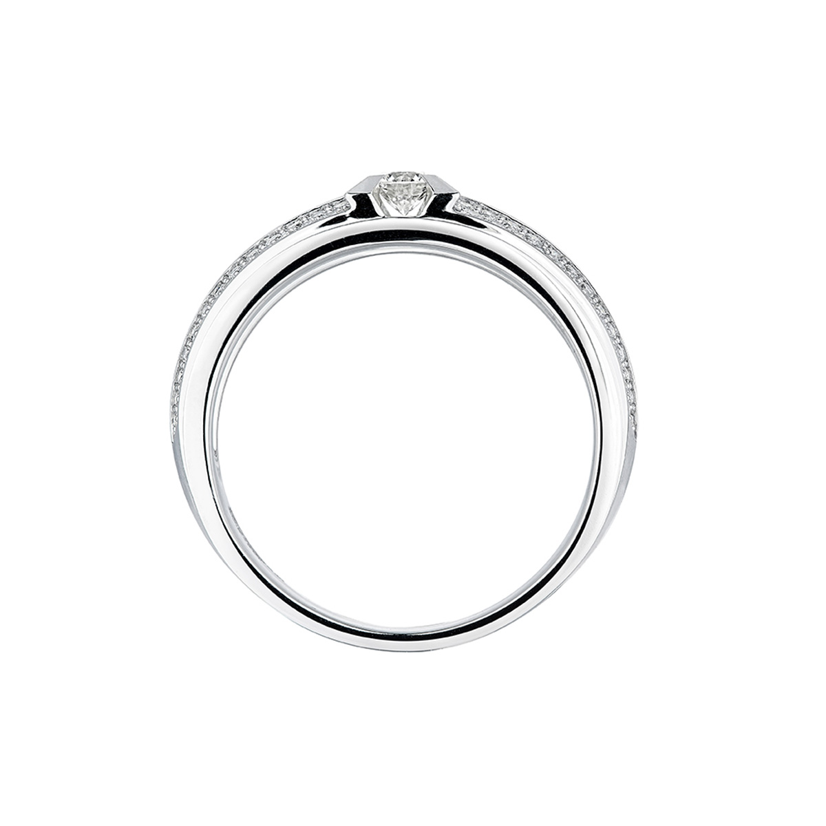 六福珠寶18K金戒指 - “Hexicon”18K金(白色)三角爪鑽石戒指(男戒)