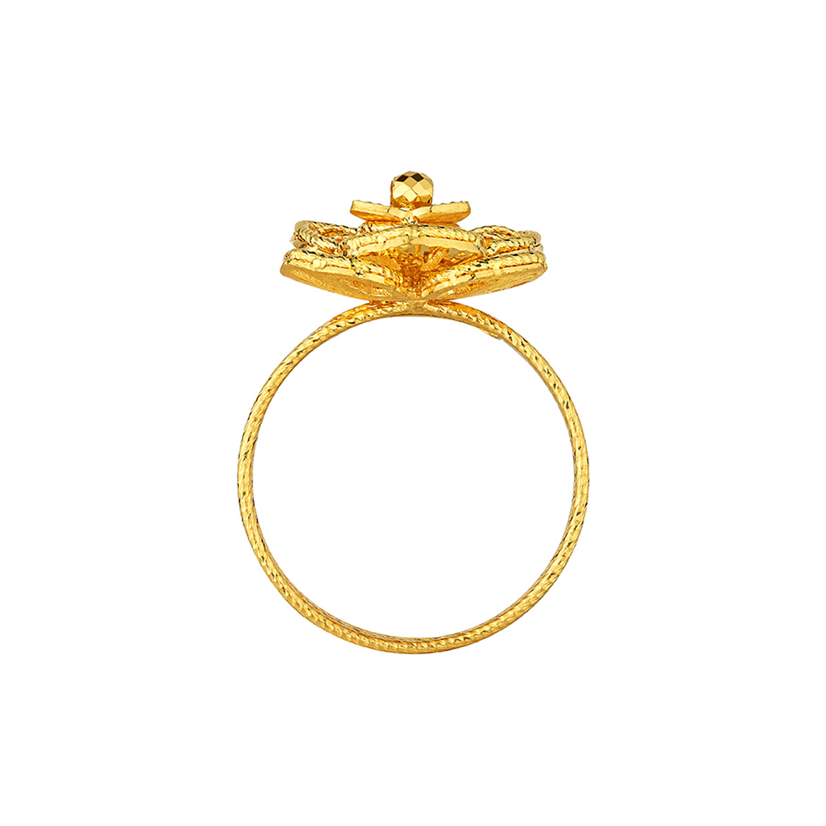 六福珠寶黃金戒指 - “冰‧鑽美堇"999足金戒指