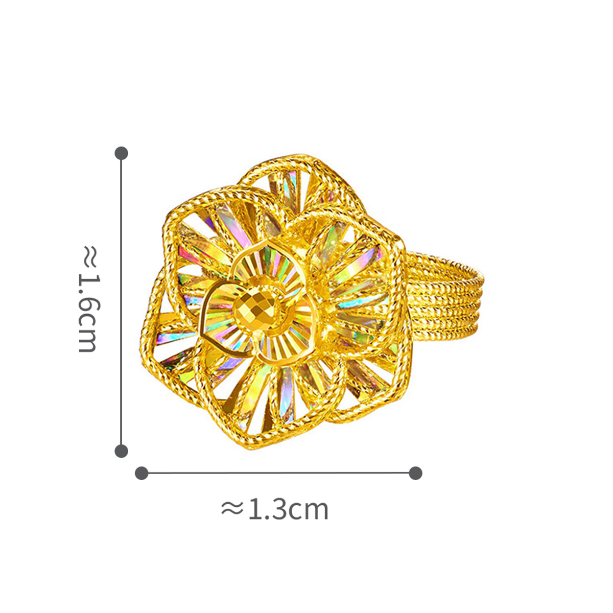 六福珠寶黃金戒指 - “冰‧鑽美堇”999足金戒指