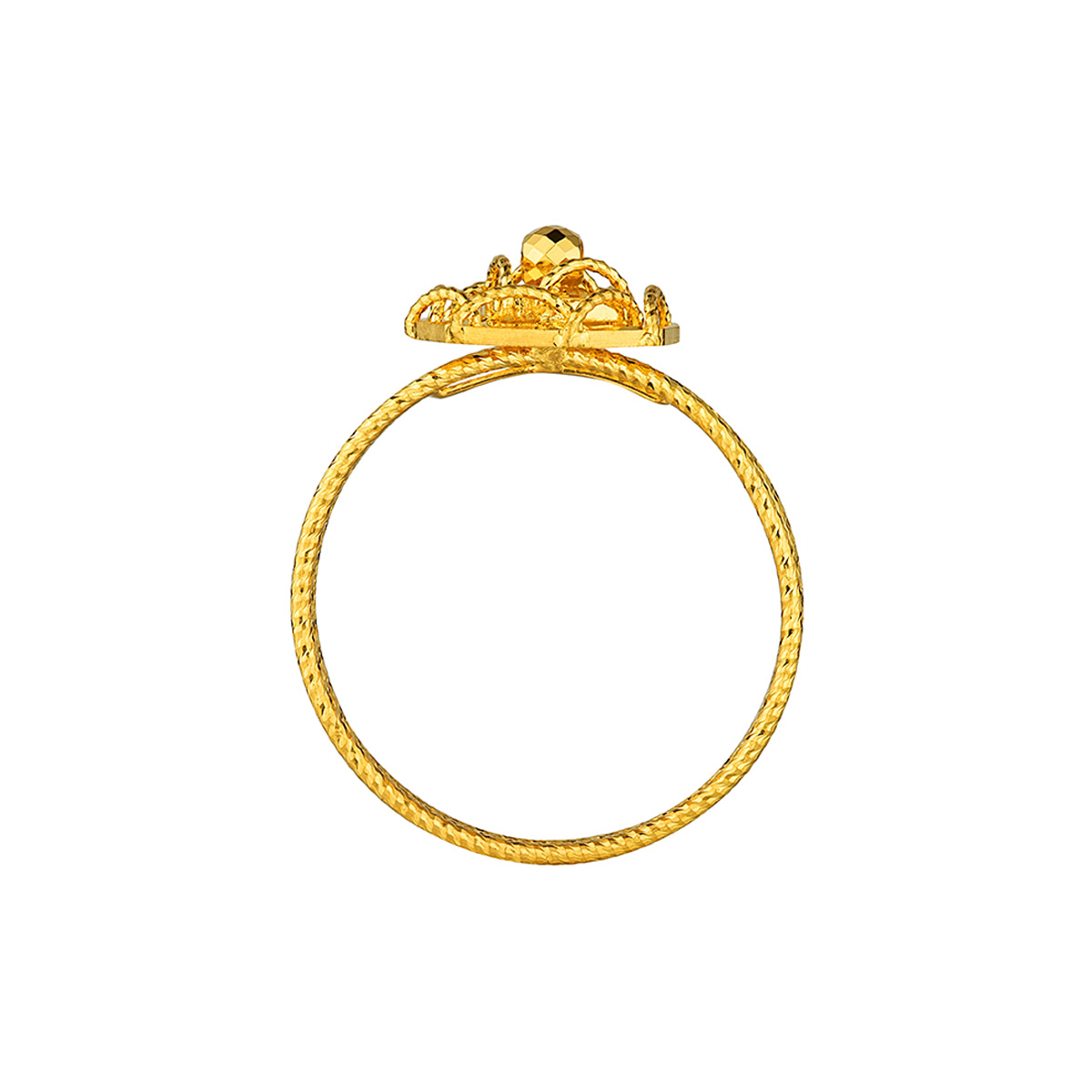 六福珠寶黃金戒指 - “冰‧鑽玫瑰”999足金戒指