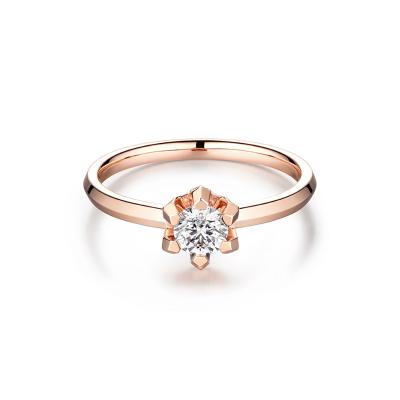 六福珠寶18K金戒指 - “Hexicon”18K玫瑰金三角爪鑽石戒指