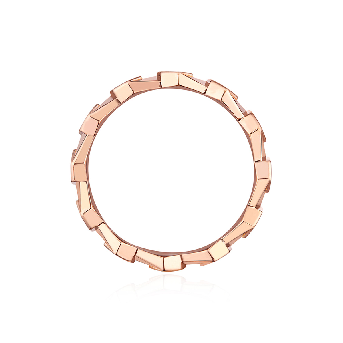 六福珠寶18K金戒指 - "Hexicon"六邊形18K玫瑰金鑽石戒指