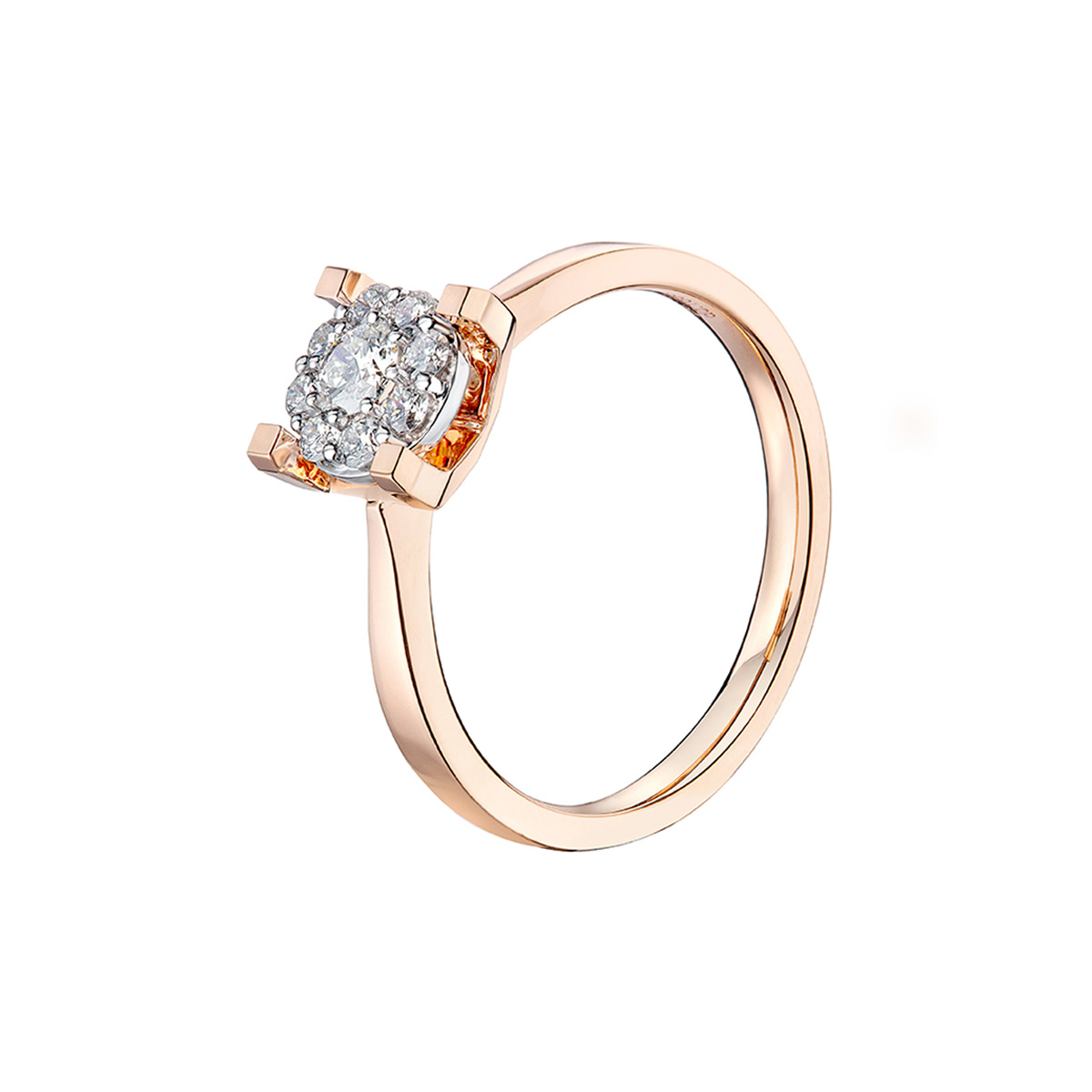 六福珠寶18K金戒指 - “Hexicon”18K金鑽石戒指(圍鑲工藝)-多色選擇