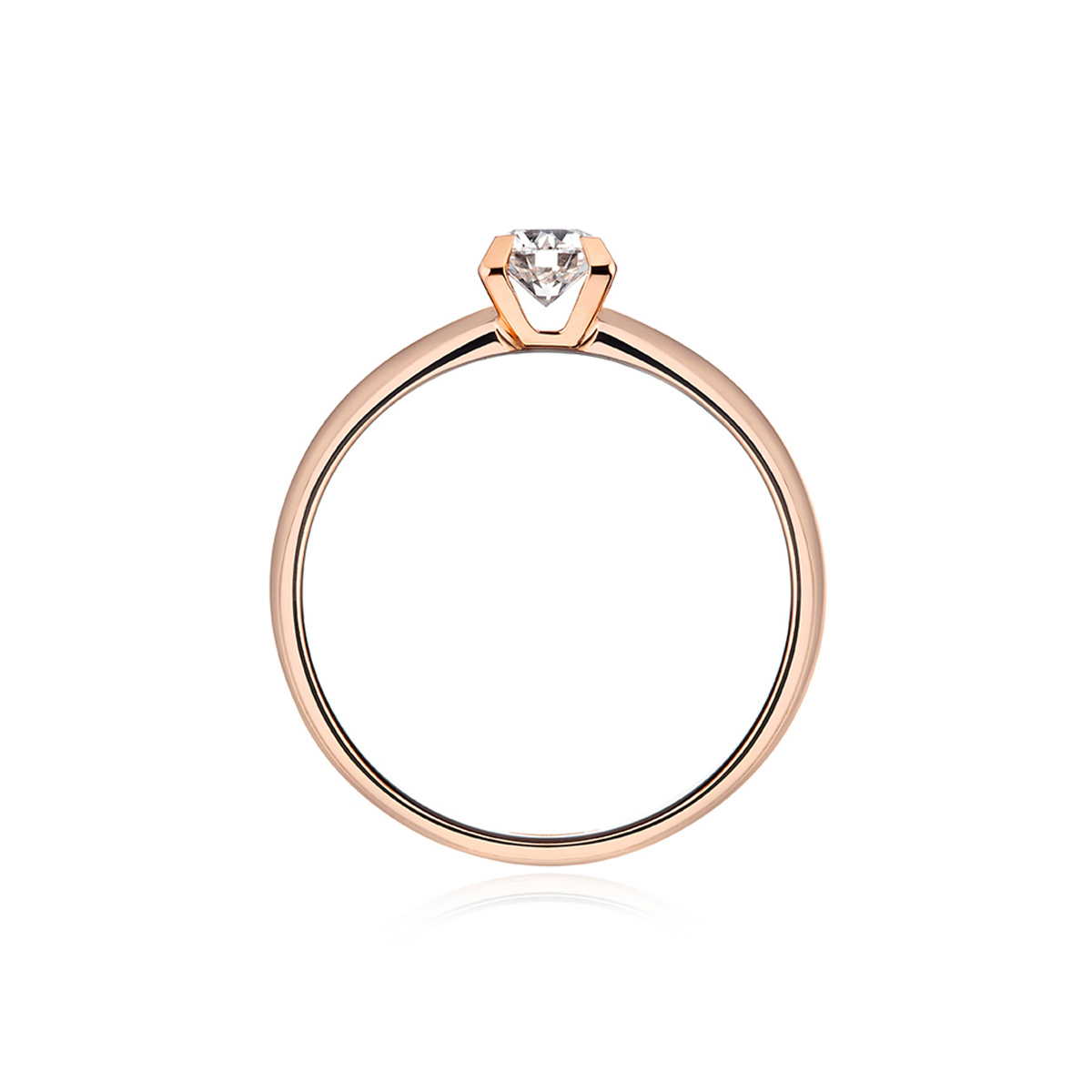 六福珠寶18K金戒指 - “Hexicon”18K玫瑰金劍脊戒臂鑽石戒指