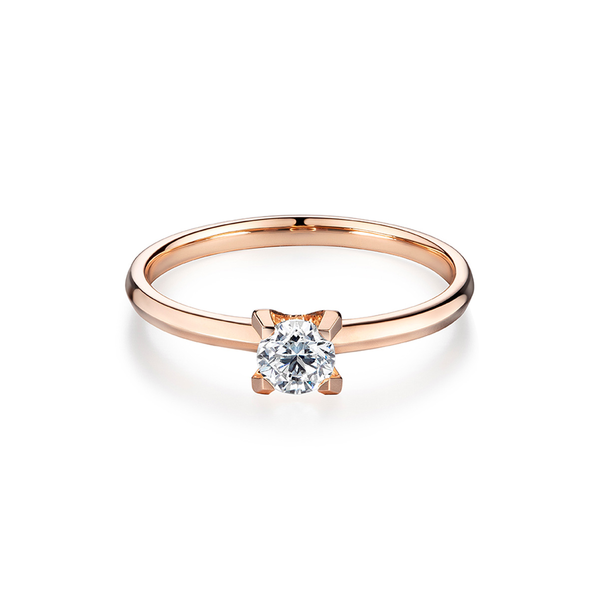 $t('六福珠寶')18K金戒指 - “Hexicon”18K玫瑰金劍脊戒臂鑽石戒指