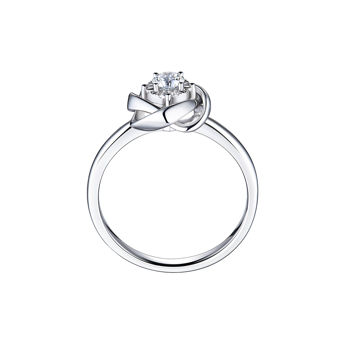 六福珠寶18K金戒指 - "絲帶環繞"18K金鑽石戒指–多色選擇