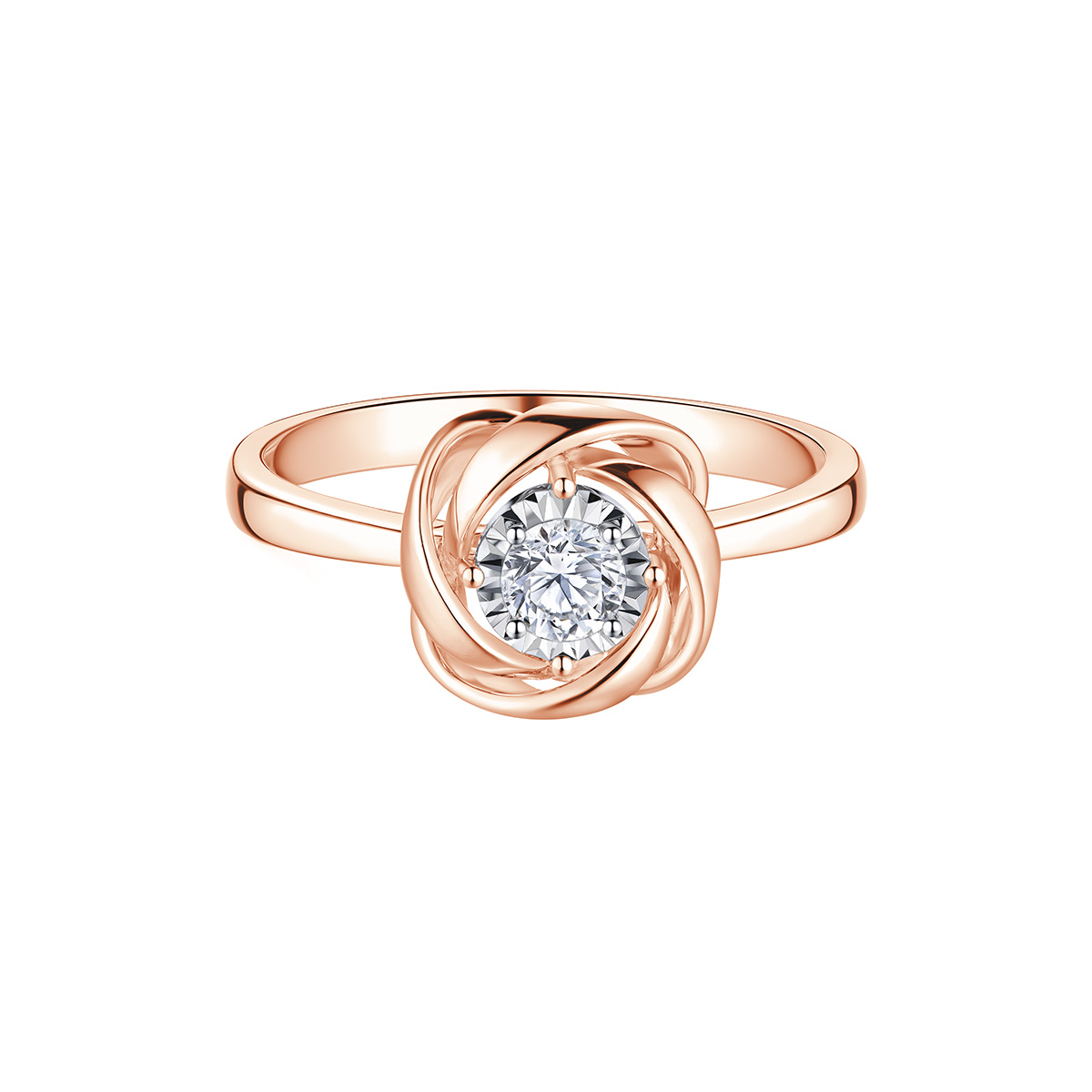 六福珠寶18K金戒指 - "絲帶環繞"18K金鑽石戒指–多色選擇