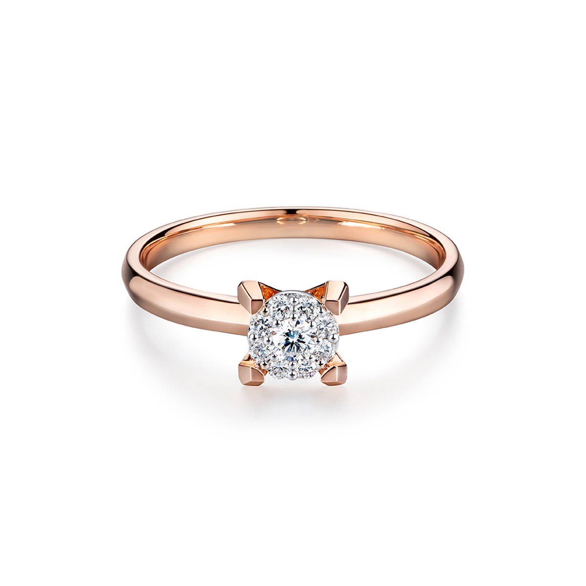 $t('六福珠寶')18K金戒指 - “Hexicon”18K玫瑰金劍脊戒臂鑽石戒指