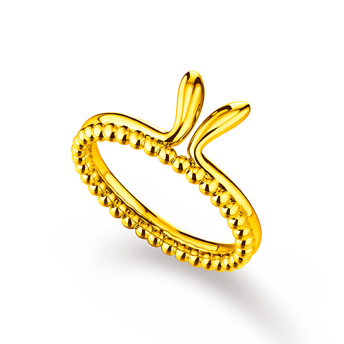 六福珠寶黃金戒指 - "兔耳繞福"999足金戒指