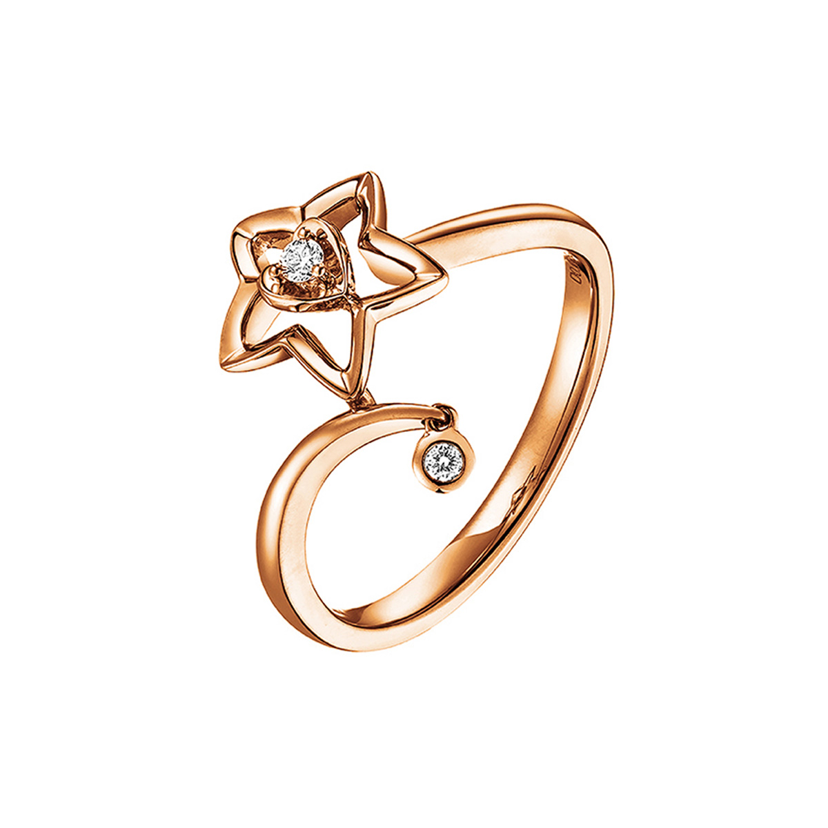 六福珠寶18K金戒指 - "小繁星"18K金鑽石戒指–多色選擇