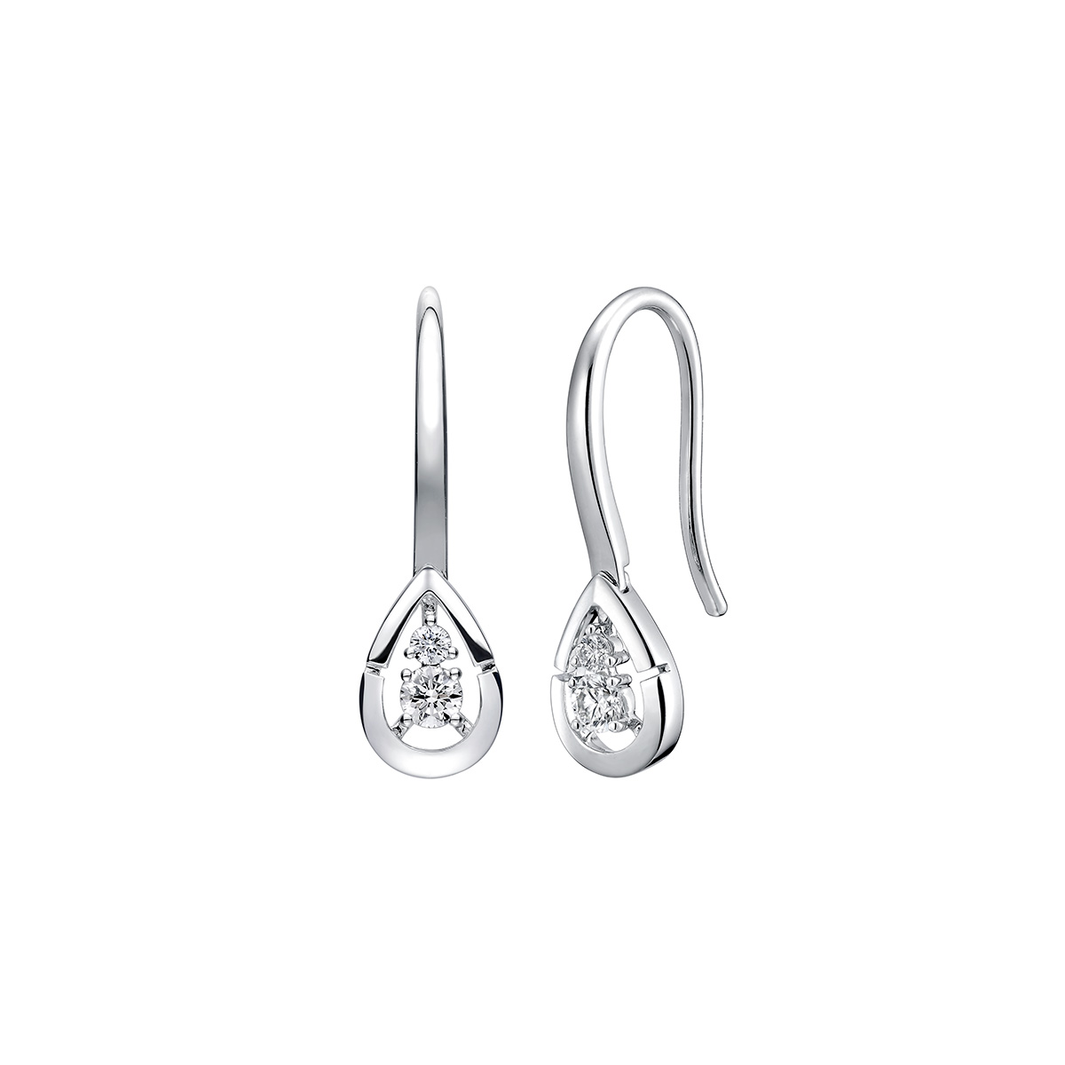 六福珠寶18K金耳環 - "心動水滴"18K金鑽石耳環-多色選擇