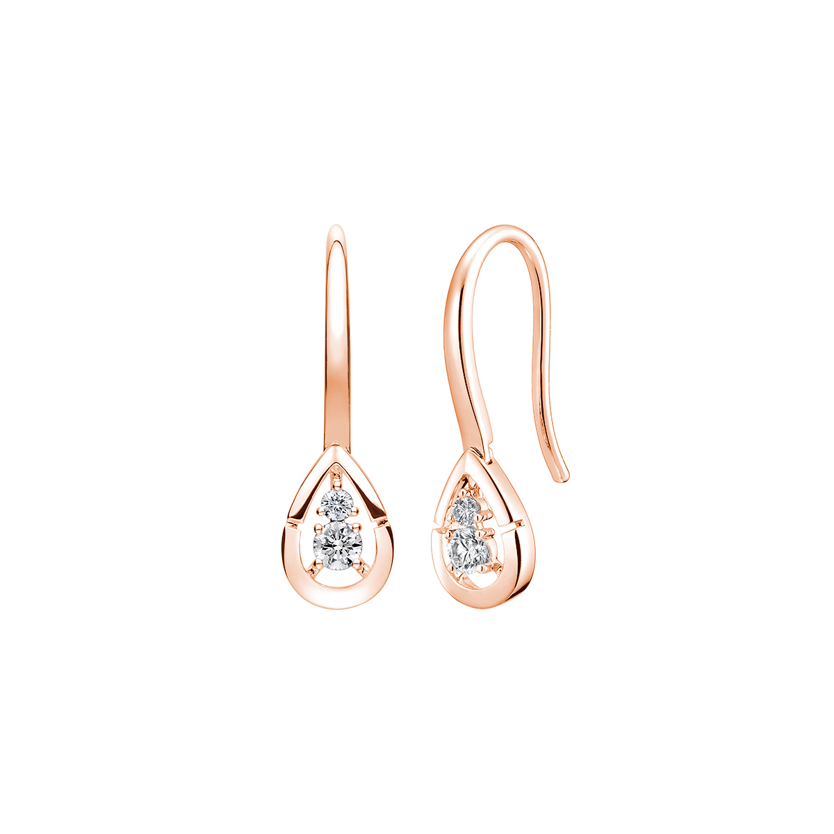 六福珠寶18K金耳環 - "心動水滴"18K金鑽石耳環-多色選擇