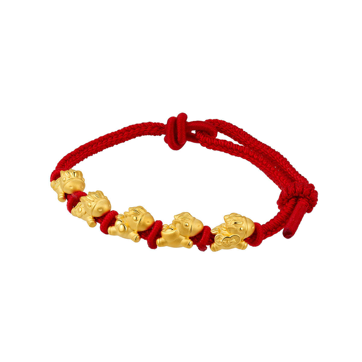 六福珠寶黃金串飾 - “五福馬”999足金串飾連手繩