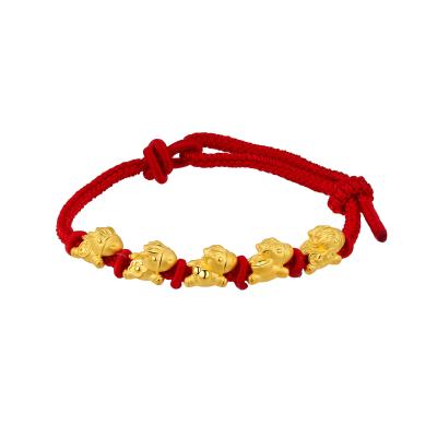 六福珠寶黃金串飾 - “五福馬”999足金串飾連手繩