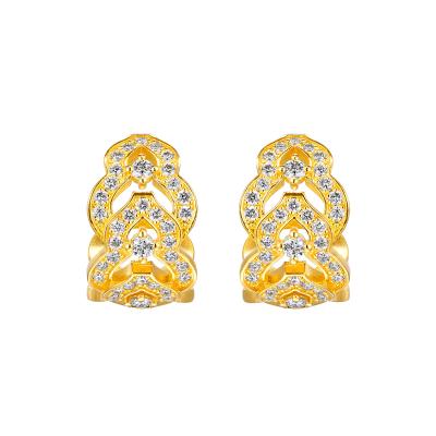 六福珠寶黃金耳環 - "福祿雙至"999足金鑽石耳環