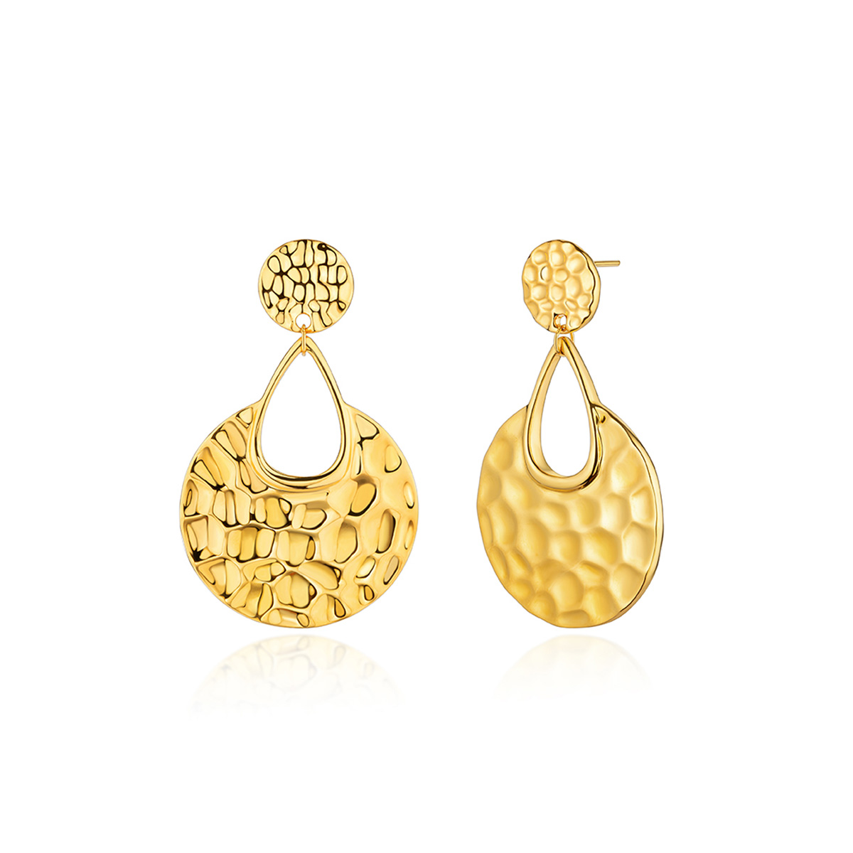 六福珠寶黃金耳環 - "玩味幾何"999足金耳環