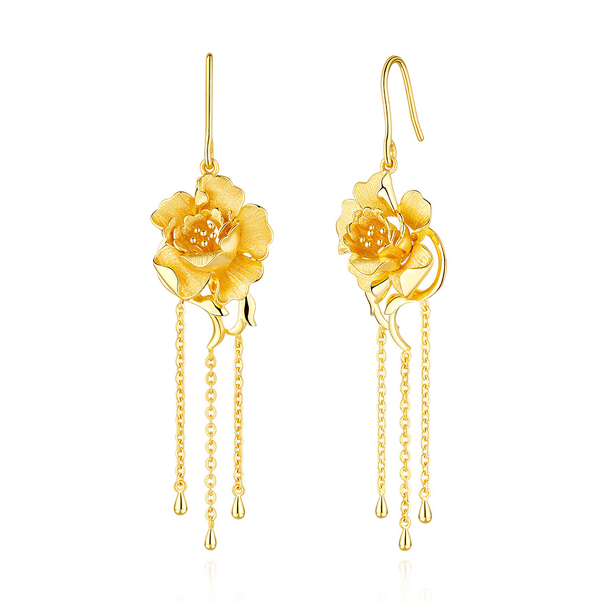 六福珠寶黃金耳環 - “天成佳偶”999.9黃金耳環