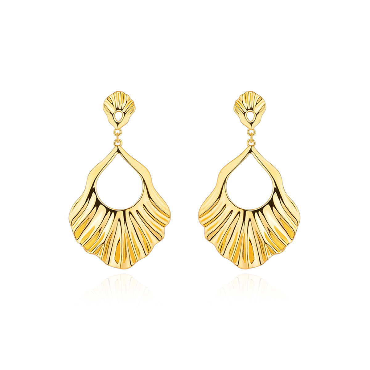 $t('六福珠寶')黃金耳環 - 褶疊紋999足金耳環