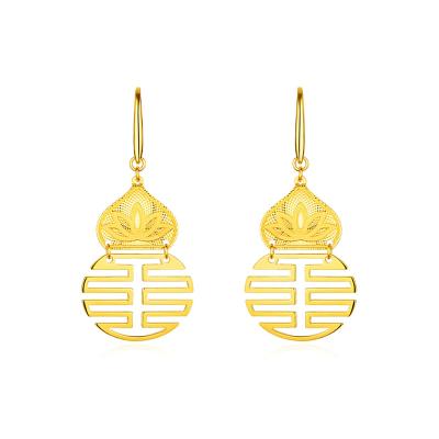 六福珠寶黃金耳環 - "寶蓮福祿"葫蘆形990黃金耳環