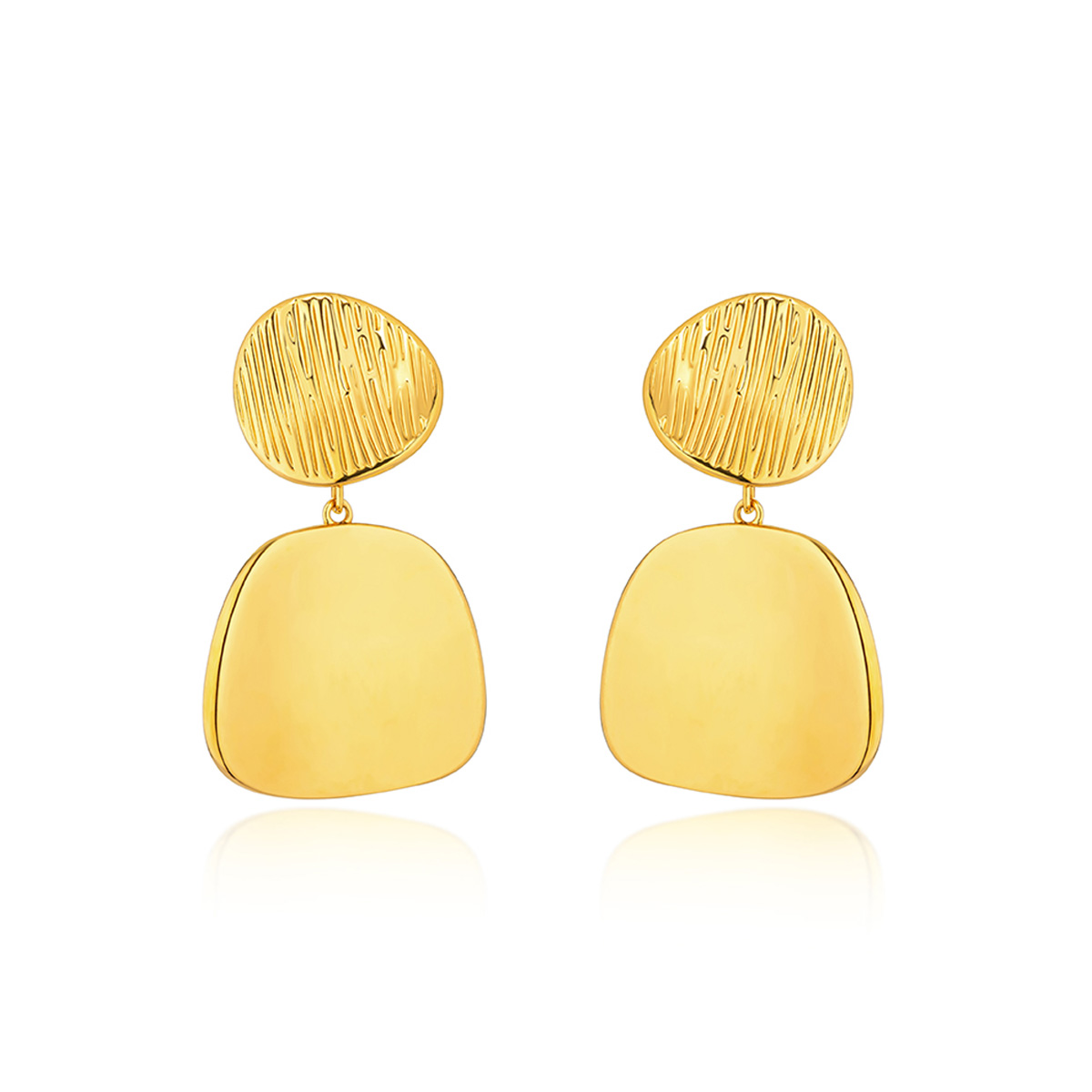 $t('六福珠寶')黃金耳環 - 拉絲紋999足金耳環