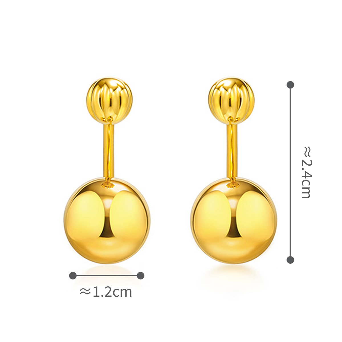 六福珠寶黃金耳環 - 【LISTING CLOSED】金珠菱邊珠999足金耳環