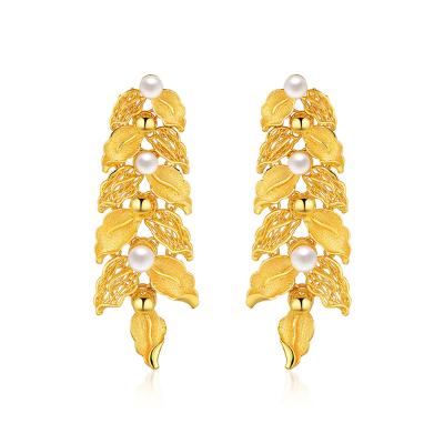 六福珠寶黃金耳環 - “珍「桂」摯愛”999.9黃金珍珠耳環