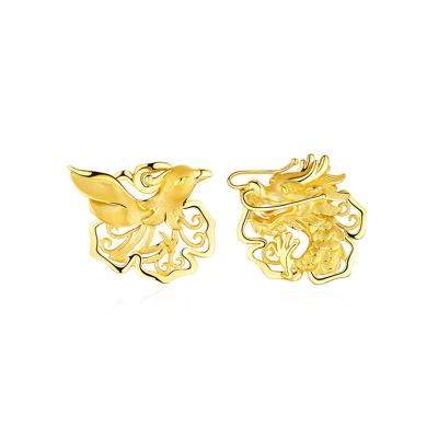 六福珠寶黃金耳環 - “天成佳偶”999.9黃金耳環