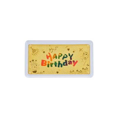 六福珠寶黃金金條 - “Happy Birthday”999.9鎏彩黃金金條