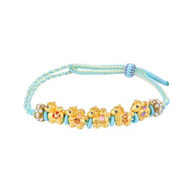 六福珠寶黃金串飾 - "馬上就有"999足金串飾連手繩