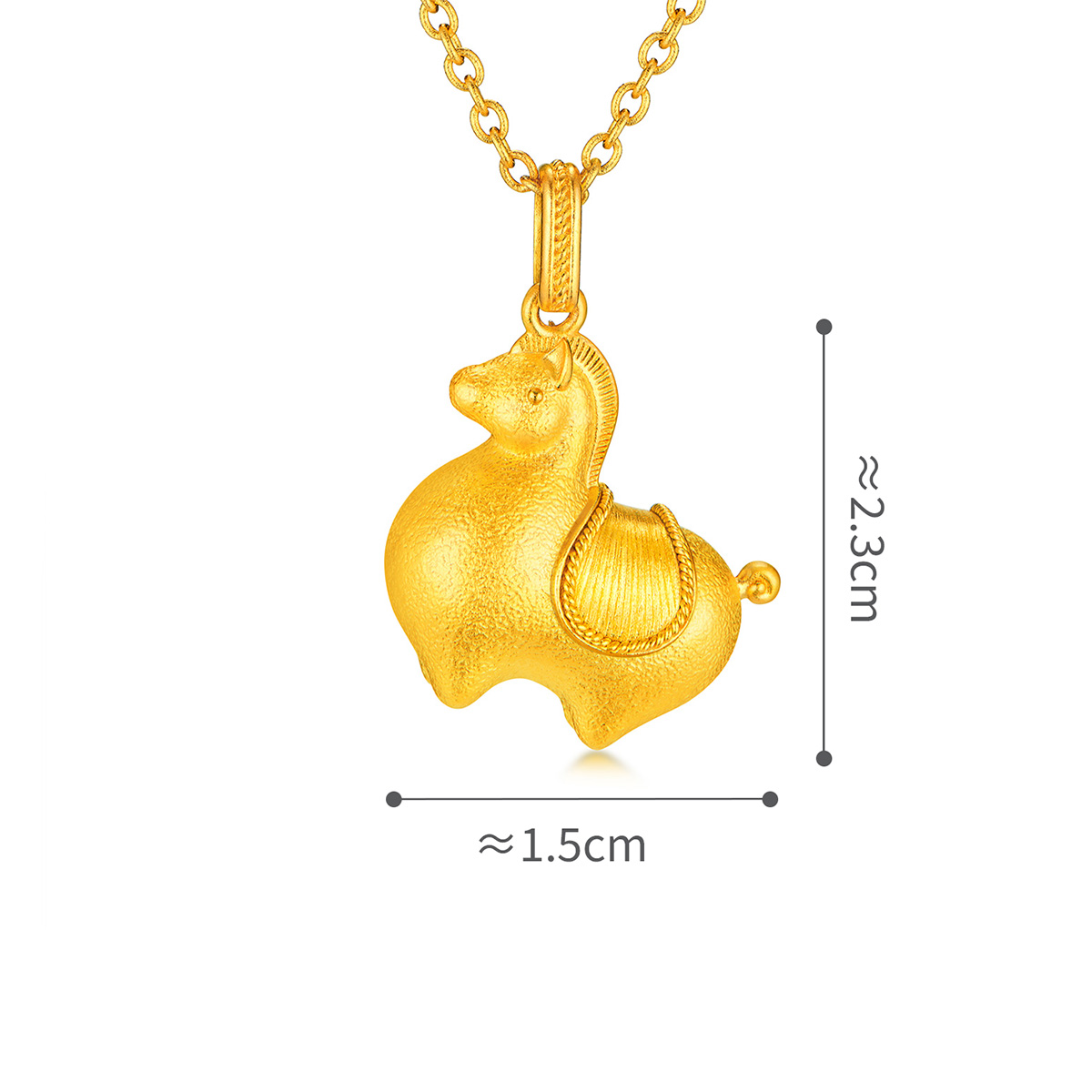 六福珠寶黃金頸鏈 - "墩墩馬"999.9黃金頸鏈(素金版)