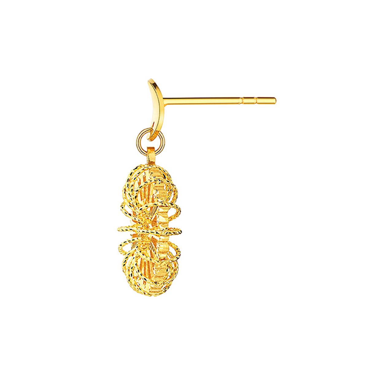 六福珠寶黃金耳環 - “冰‧鑽太陽”999足金耳環