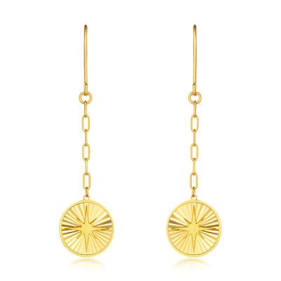 六福珠宝黄金耳环 - "八芒星光"990黄金耳环