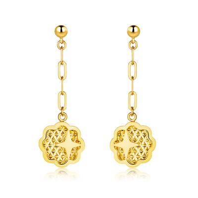 六福珠寶黃金耳環 - "星月守護"花朵990黃金耳環