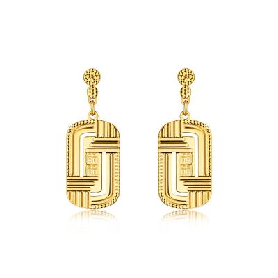 六福珠寶黃金耳環 - "福慧雙修"990黃金耳環